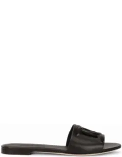 Dg Millennials Logo Leather Flat Slides