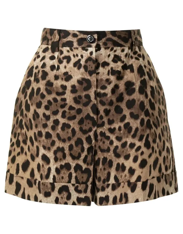 Leopard-print Poplin Shorts