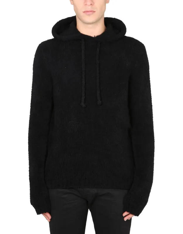 Hoodie With Drawstring, 90% Wool