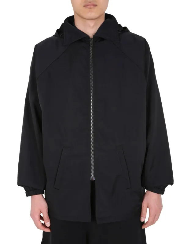 Wind Jacket Hooded Neck Front Zip Closure Two Side Pockets