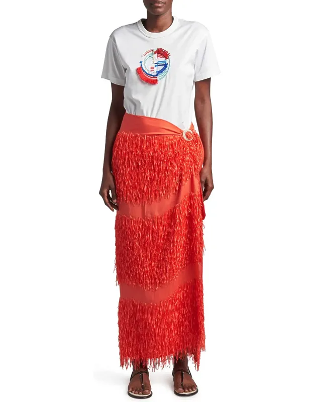 Fringe Sarong Maxi Skirt