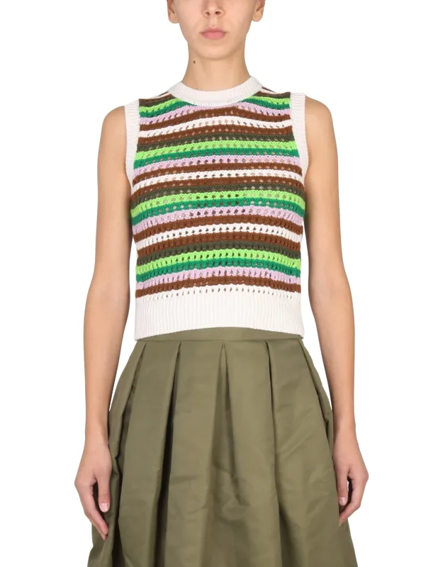 Department Five Top Striped Pattern Ribbed Edges