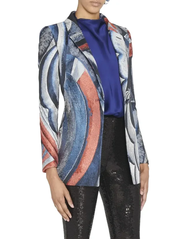 Geometric Jacquard Blazer