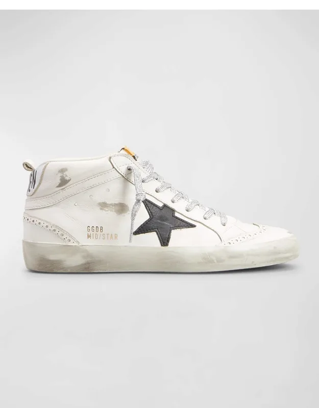 Mid Star Leather Wing-tip Sneakers