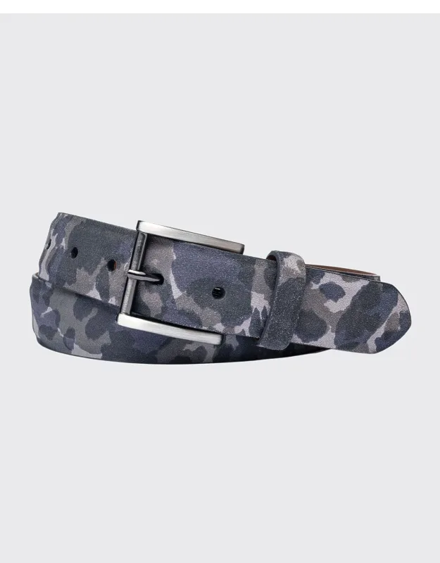 Camo-print Suede Belt