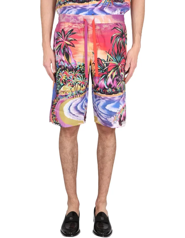 Bermuda Shorts With Hawaii Print