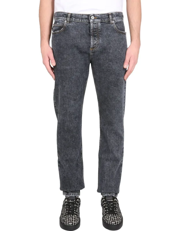 Balmain Slim Fit Jeans With Button And Zipper Closure And Five Pockets