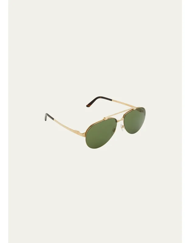 Metal Double-bridge Aviator Sunglasses With Adjustable Nose Pads And 100% Uva/uvb Protection