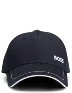 Cotton-twill Cap With Embroidered Logo And Metal Buckle