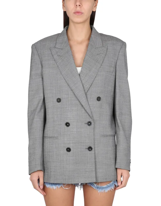 Double-breasted Blazer With Tuxedo Lapels And Oversized Fit