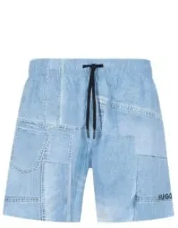 Quick-dry Swim Shorts With Denim Print