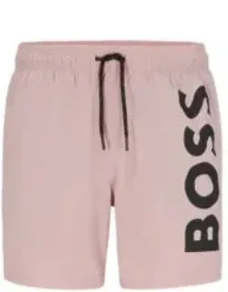 Quick-dry Swim Shorts With Large Logo Print