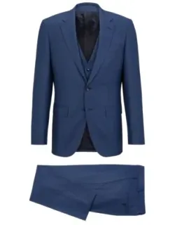 Three-piece Slim-fit Suit In Virgin Wool
