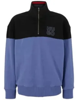 Zip-neck Sherpa Fleece Sweatshirt With Stacked Logo Embroidery