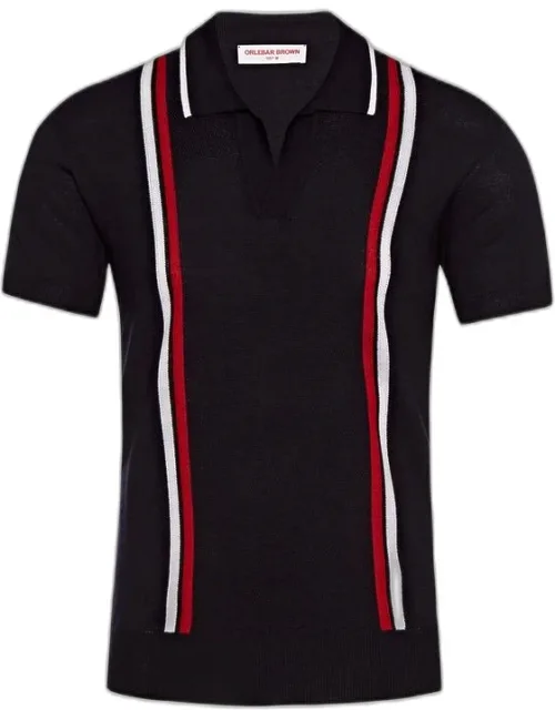 Tailored Fit 2-colour Stripe Merino Polo Shirt