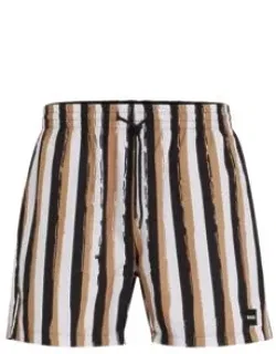 Striped Swim Shorts In Quick-drying Fabric