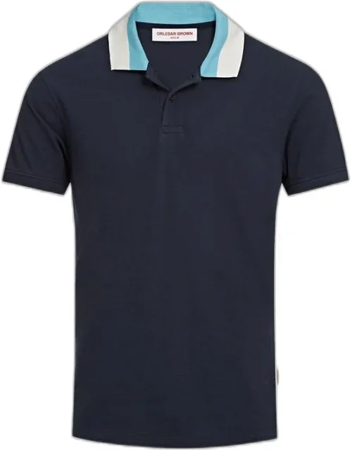 Classic Fit Stripe Rib Collar Cotton Polo Shirt