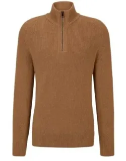 Camel-hair Sweater With Zip Neckline
