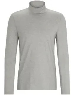 High-neck T-shirt In Cotton And Silk Jacquard