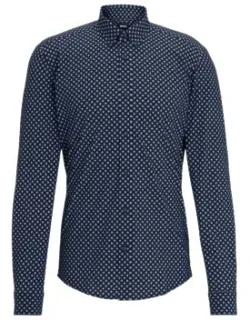 Regular-fit Shirt In Printed Performance-stretch Fabric