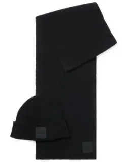 Scarf And Beanie Hat Set With Embroidered Logo Badge