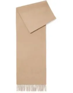 Fringed Scarf In Pure Italian Cashmere With Embroidered Logo