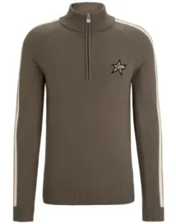 Zip-neck Sweater In Virgin Wool