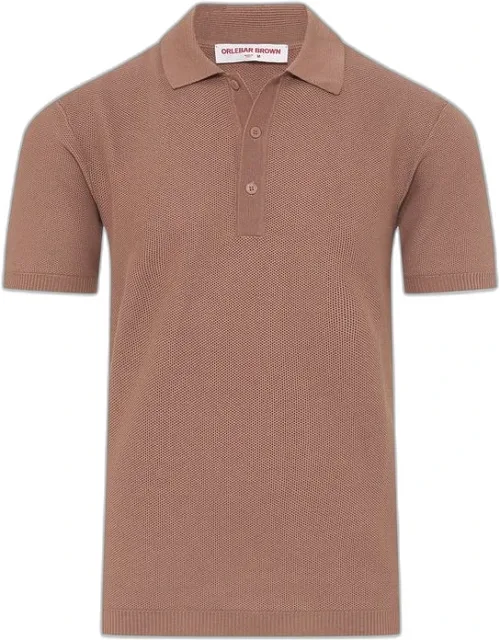 Classic Fit Mercerised Cotton Waffle Stitch Polo Shirt