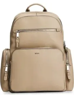 Grained-leather Backpack With Logo Lettering