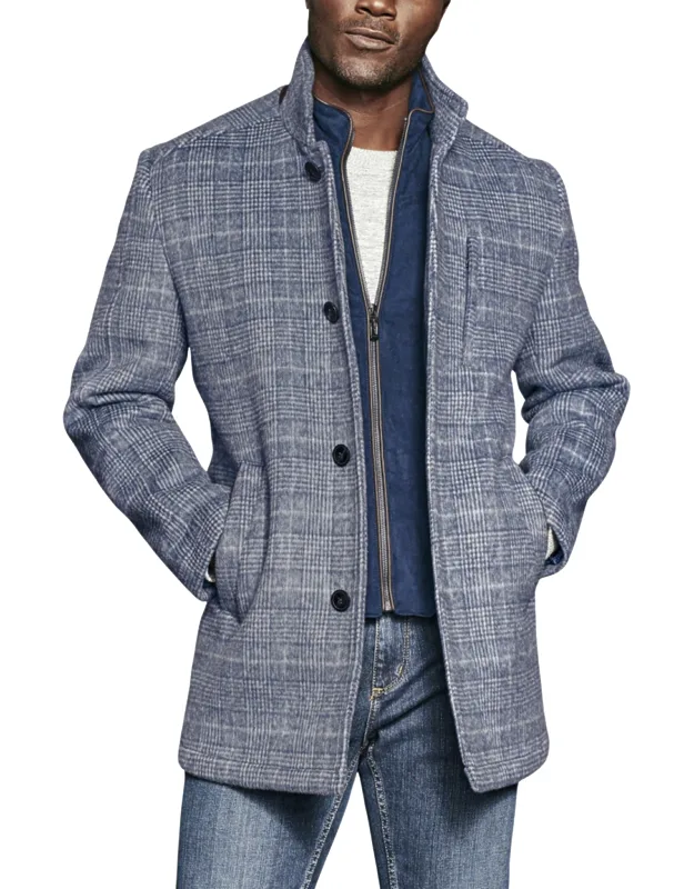 Tailored Fit Plaid Bib Front Car Coat