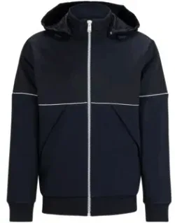 Zip-up Hoodie In Mixed Materials With Logo Detail