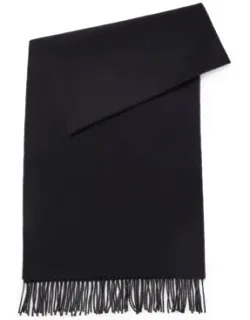 Pure-wool Scarf With Embroidered Logo And Fringing