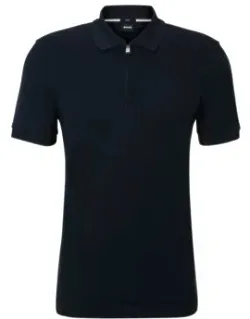 Structured Cotton Slim-fit Polo Shirt With Zip Placket
