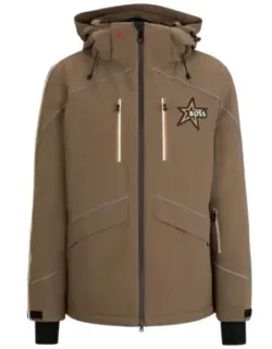 Hooded Down Ski Jacket With Special Branding