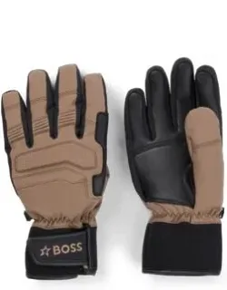 Mixed-material Ski Gloves With Leather