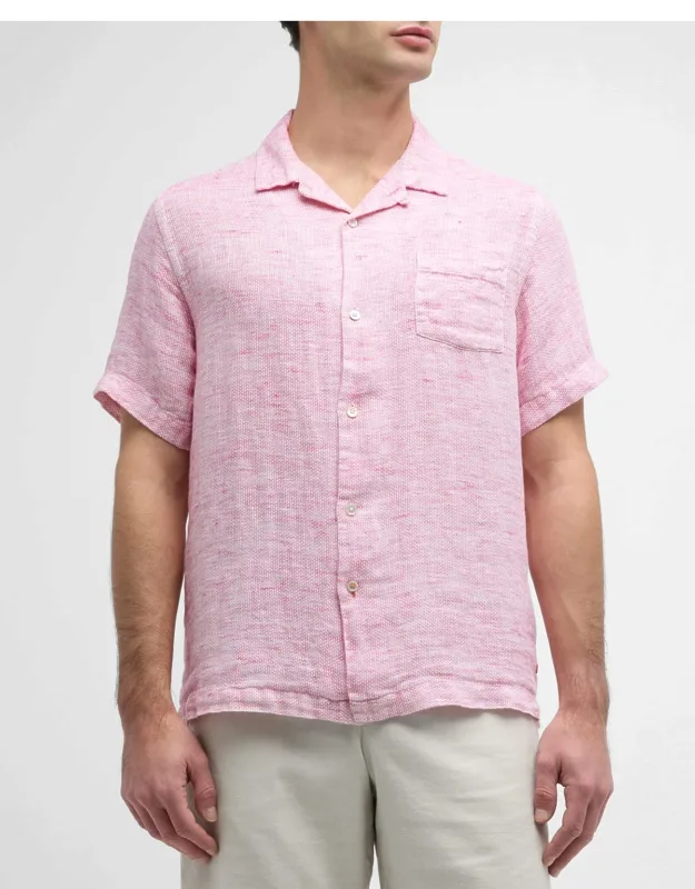 Capri Linen Micro-print Short-sleeve Shirt