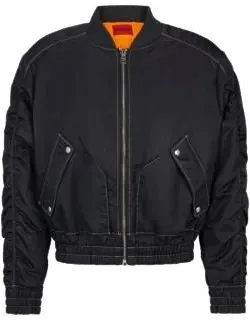 Water-repellent Padded Bomber Jacket With Logo Print