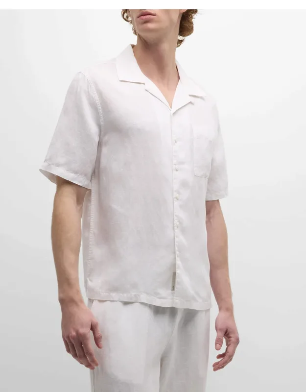 Air Linen Convertible Collar Short-sleeve Shirt