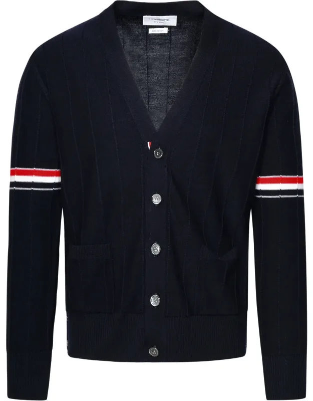 4-bar Striped Pattern Cardigan