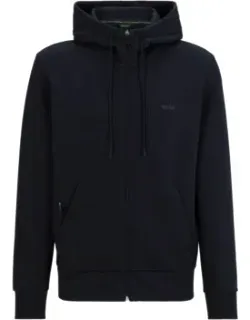 Stretch-cotton Zip-up Hoodie With Logo Print