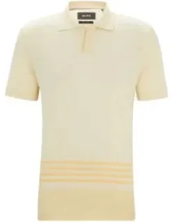 Cotton-silk Polo Shirt With Striped Details