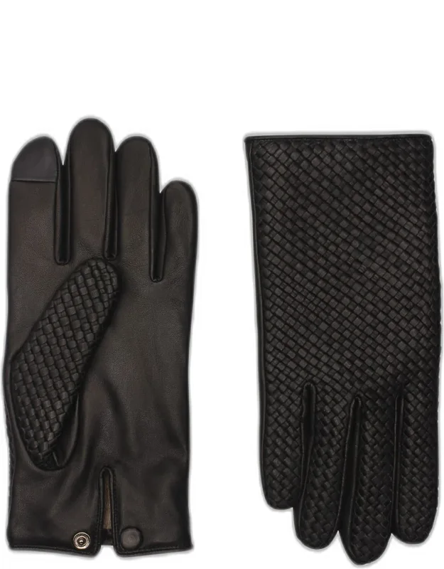 Woven Patina Leather Gloves