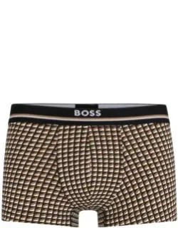 Stretch-cotton Trunks With Micro Pattern And Logo Waistband