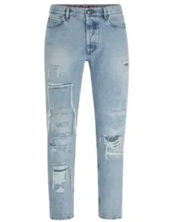 Tapered-fit Jeans With Destroyed Details