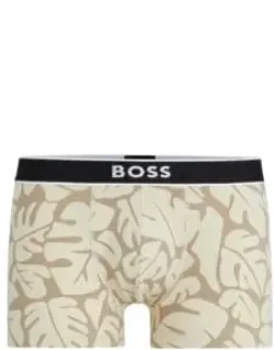 Stretch-cotton Trunks With Seasonal Print And Logo Waistband