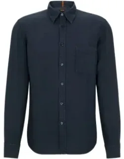 Regular-fit Linen Canvas Shirt With Barrel Cuffs