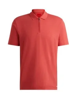 Cotton-blend Polo Shirt With Zip Placket